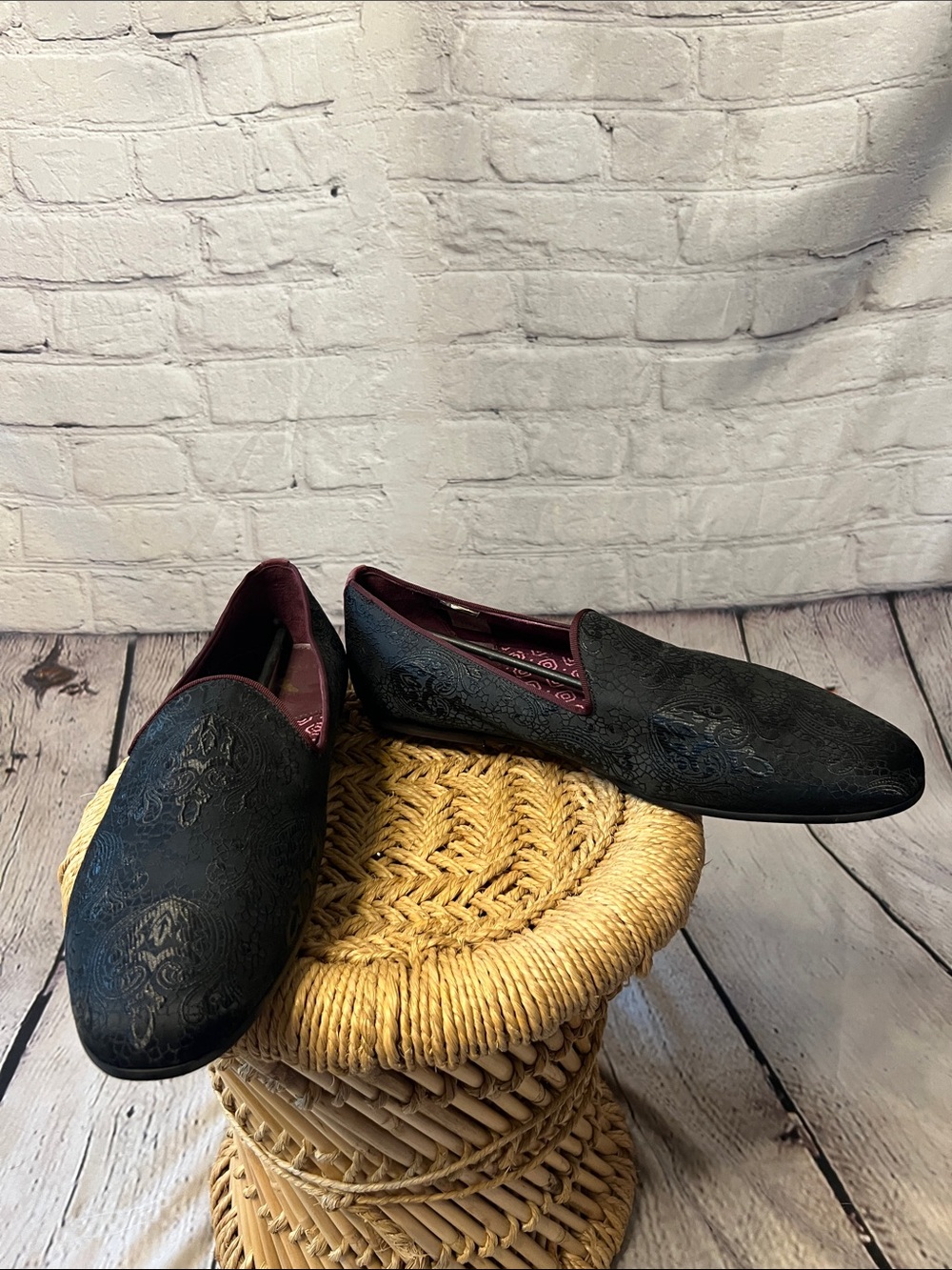 Ted Baker London Treep2 Black Paisley Smoking Slippers Loafers Men’s US 12